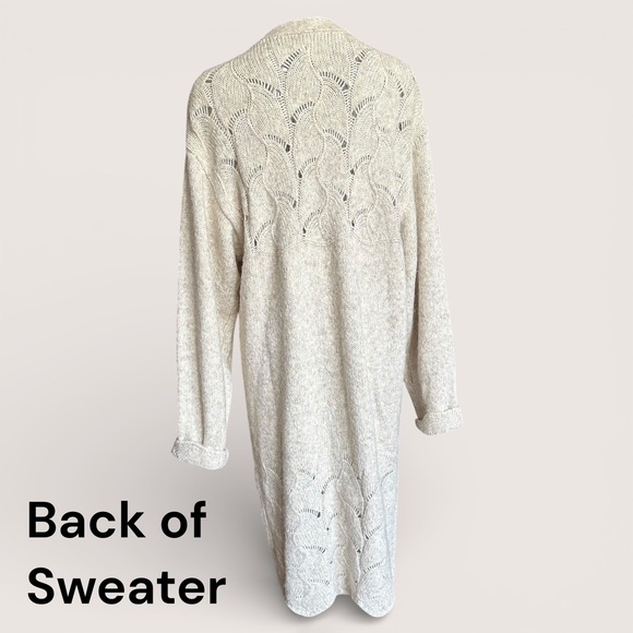 CARLY JEAN LOS ANGELES CJLA Ivory Duster Button Cardigan Sweater L New - Picture 4 of 8